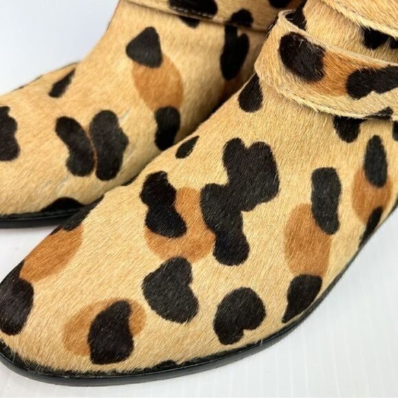 LOEFFLER RANDALL booties womens size 7 Ponyhair Animal Print Lace-Up Ankle - Picture 8 of 15